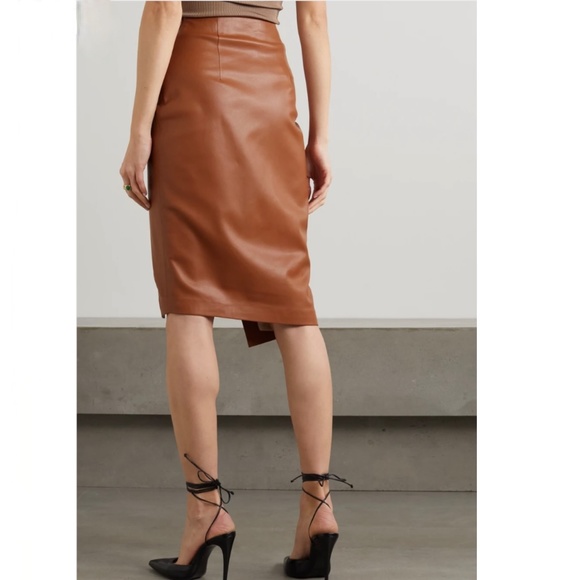 Zeynep Arcay Wrap effect Leather skirt sz L US8 - Picture 2 of 7